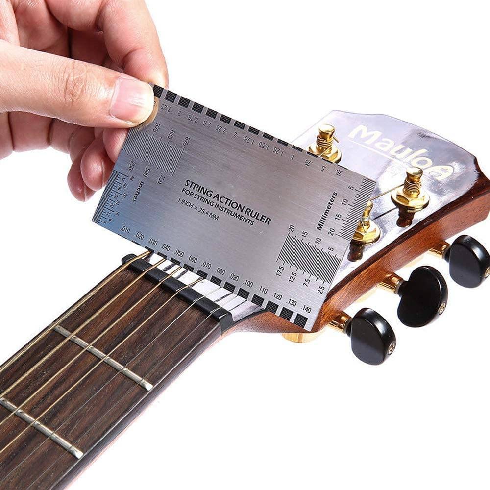 Stainless Steel Guitar Setup Gauge Tool,Double Sided String Action Ruler,String Action Gauge Ruler,Luthier Measuring Tool for Electric Bass and Acoustic Guitar Bass Mandolin Banjo - Image 3