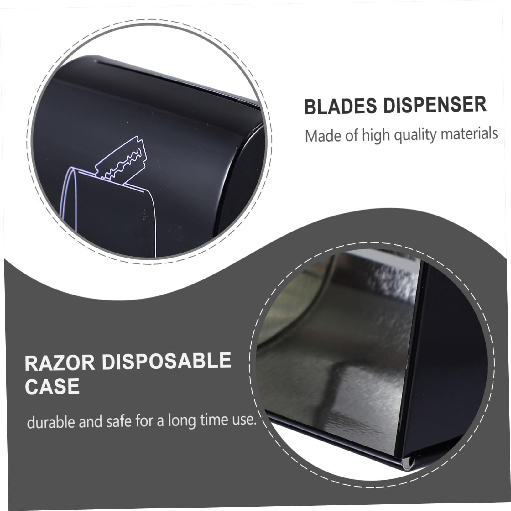 Custodia per Dispenser di Lame da Rasoio in Ferro Nero 2 Pezzi, Smaltimento Sicuro Lamette Usate per Barber Shop