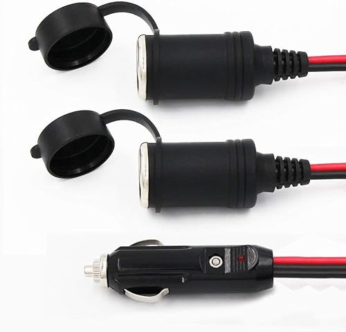Miniatura 6 de SPARKING Adaptador divisor para encendedor de cigarrillos, cable de extensión de encendedor de cigarrillos de 2 vías, 1 a 2 enchufes, adaptador de