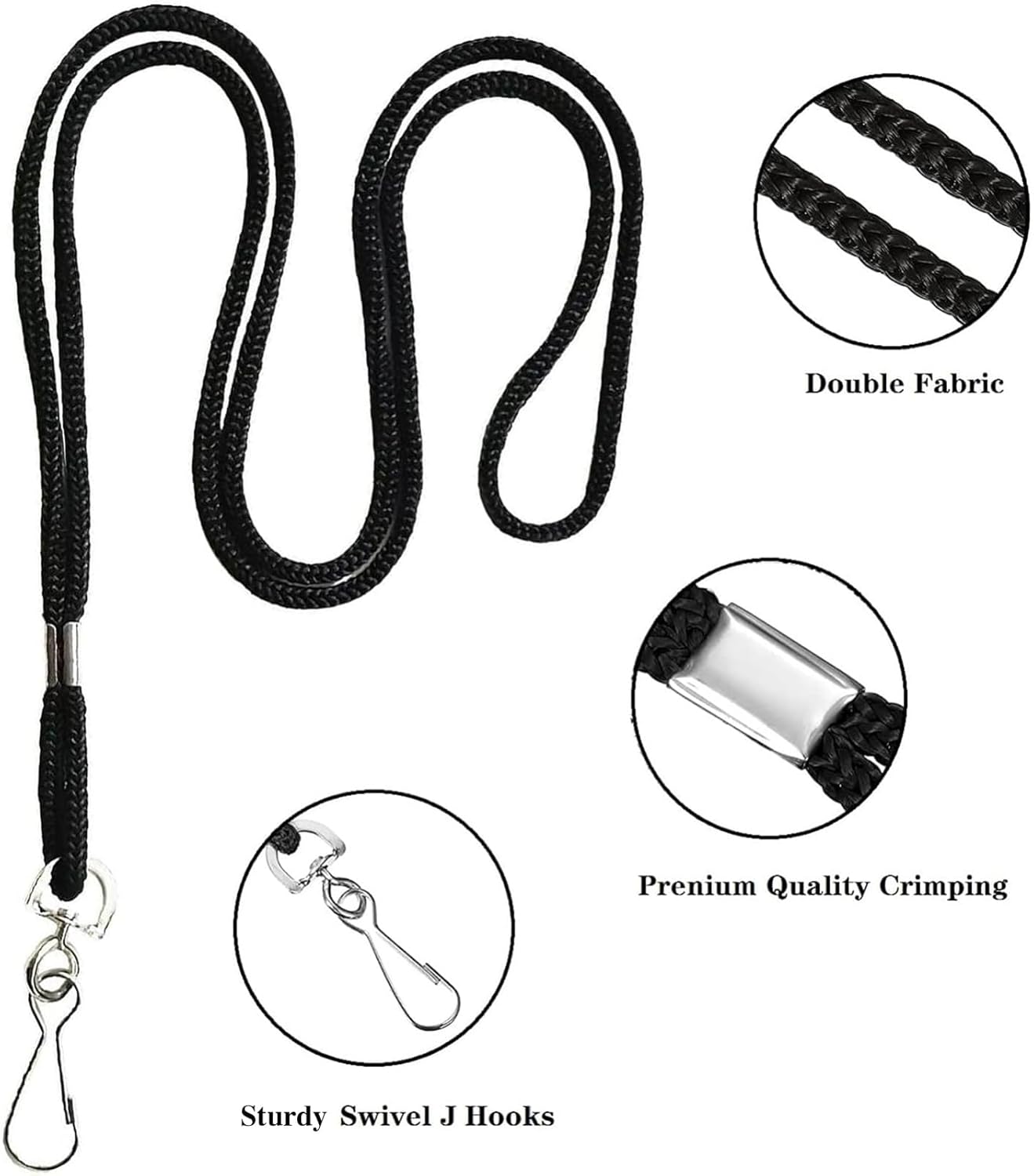 120 Pack Badge Lanyards, for ID Badges, Black Lanyard Badge Holder Office Business Card Lanyards Key Lanyards Students ID Card with 18" Inch and J Hook(Black) - Image 5