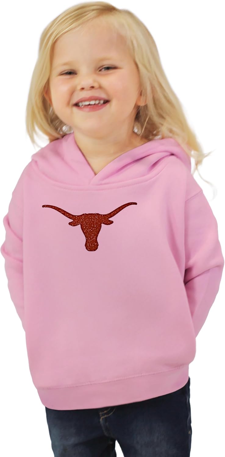 Little King NCAA Toddler Girls Pink Sparkle Hoodie Sweatshirt with Glitter Logo-Dual Blend- Side Pockets 2T 3T 4T 5T(YXS)