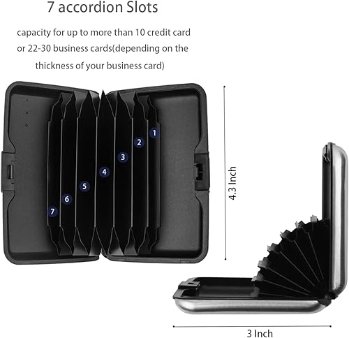 Vista 5 de Portatarjetas de crédito con bloqueo RFID, mini tarjetero delgado de aluminio duro para hombres o mujeres
