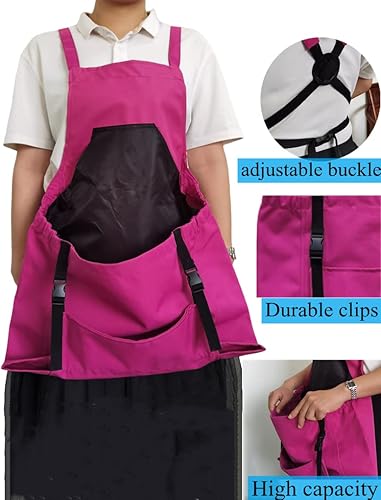 Miniatura 2 de Taoke Delantal de jardinería Oxford impermeable con bolsillos, con correa ajustable y bolsillo para cosecha, regalo para mujereshombres
