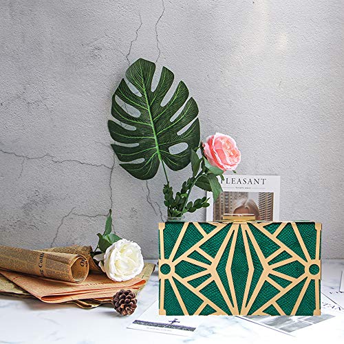 Cariedo Women Evening Bag Elegant Clutch Purse Exquisite Velvet Metal Hollow Out Handbags Prom Wedding Party (Green) #TOP4