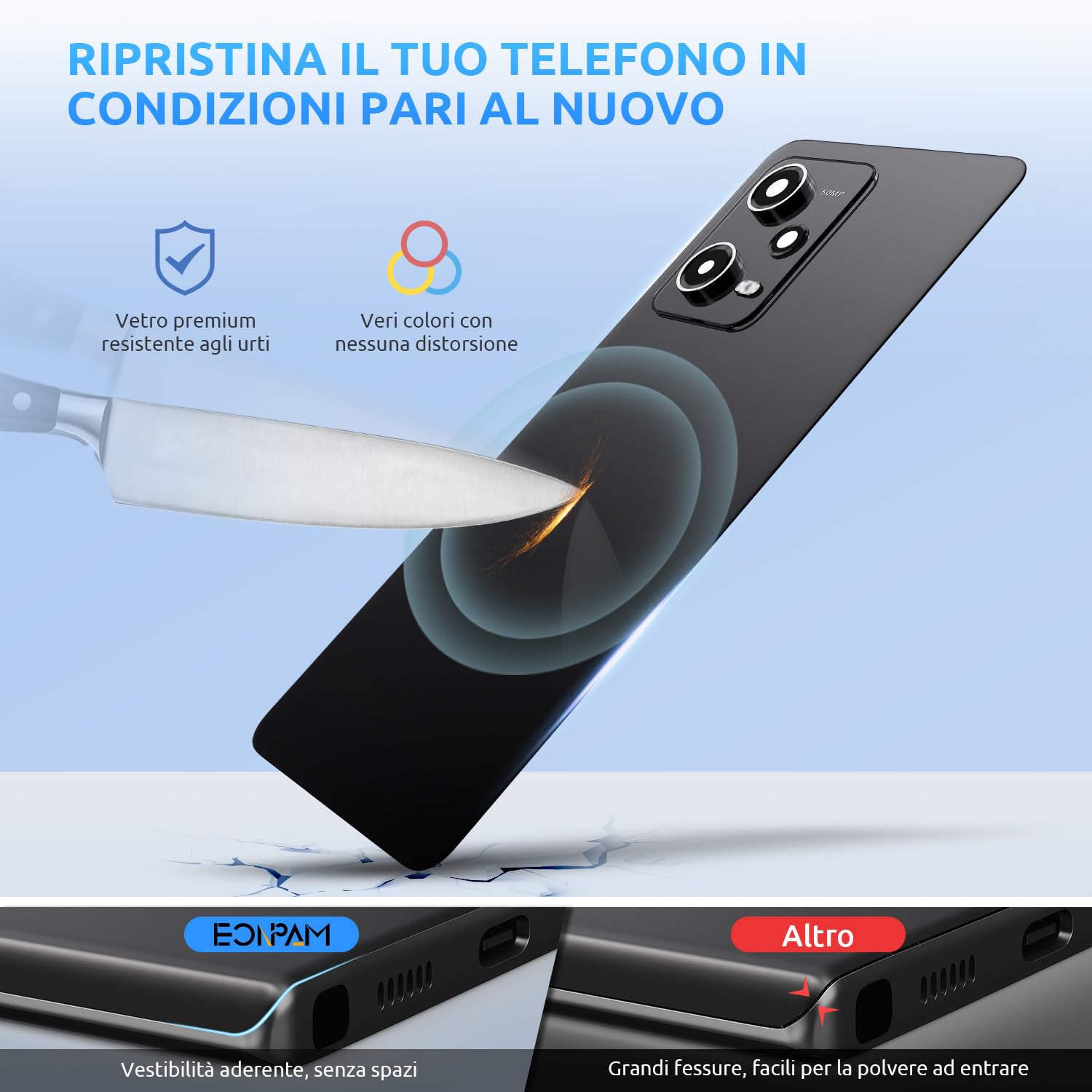 COVER SCOCCA POSTERIORE PER XIAOMI REDMI 12C 22120RN86G BACK VETRO BLU