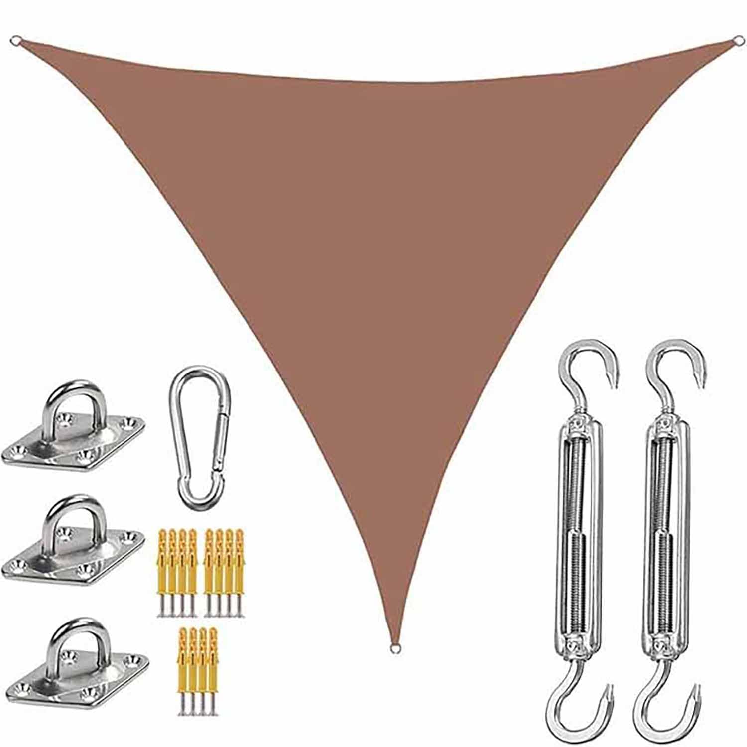 Voile d'ombrage imperméable 3.6x3.6x3.6m avec kit de fixation complet
