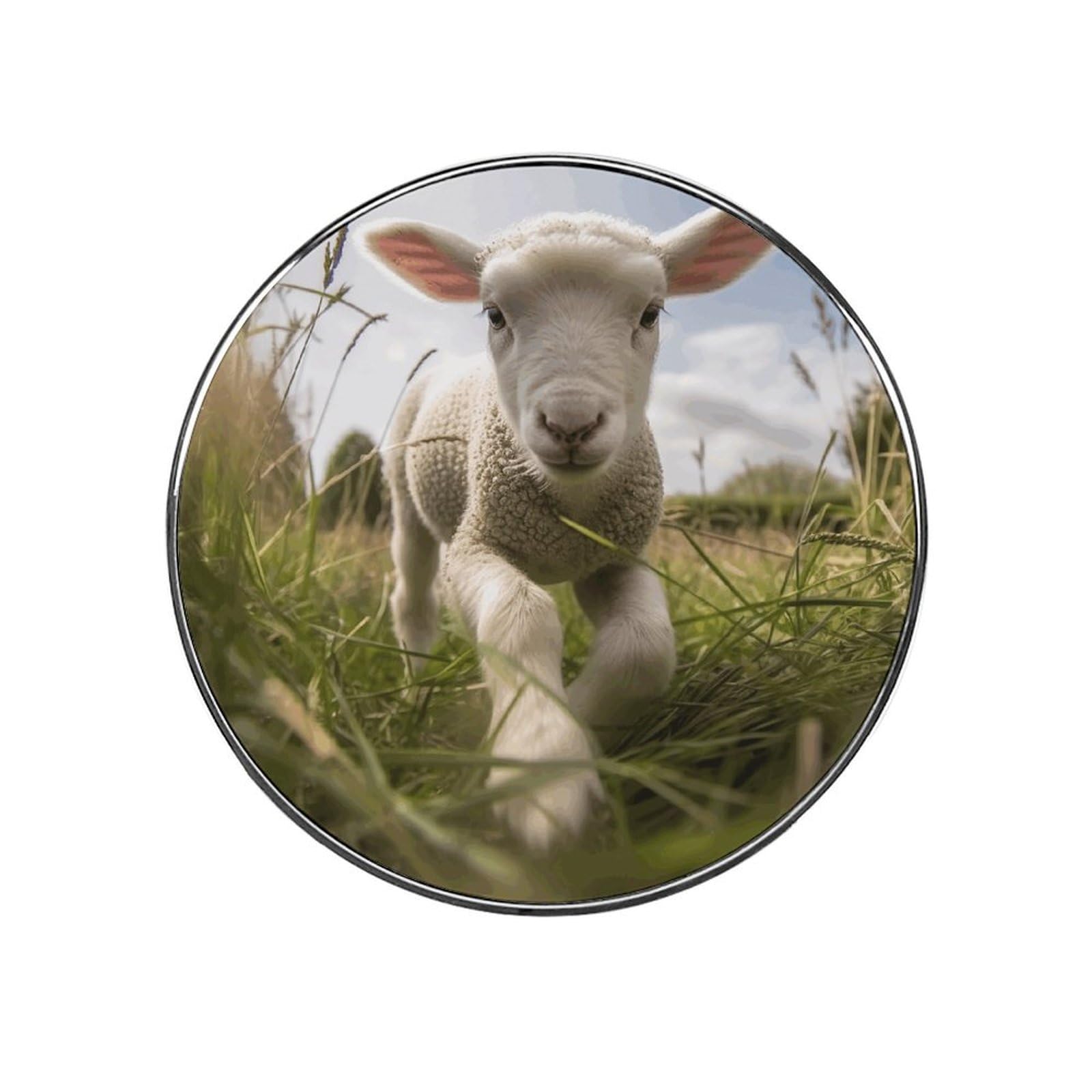 Adfgyerh Style Sheep Running On Grass Refrigerator Magnets Circular Design，Stickers Home Decorations，Fridge Magnets For Fridge Plant Lovers Kitchen Office Locker Whiteboard Car Garage Decor.
