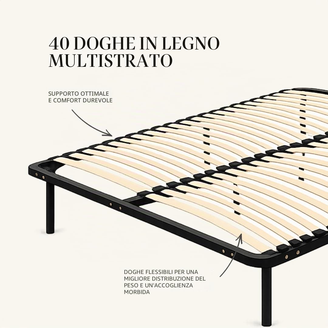 SKU- Rete a doghe 180 x 200 cm su gambe per letto matrimoniale