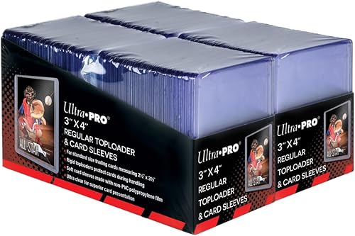 Ultra PRO 3" x 4" Clear Regular Toploaders para tarjetas con fundas para tarjetas, paquete tamaño estándar 200ct Trading Baseball Toploader Card