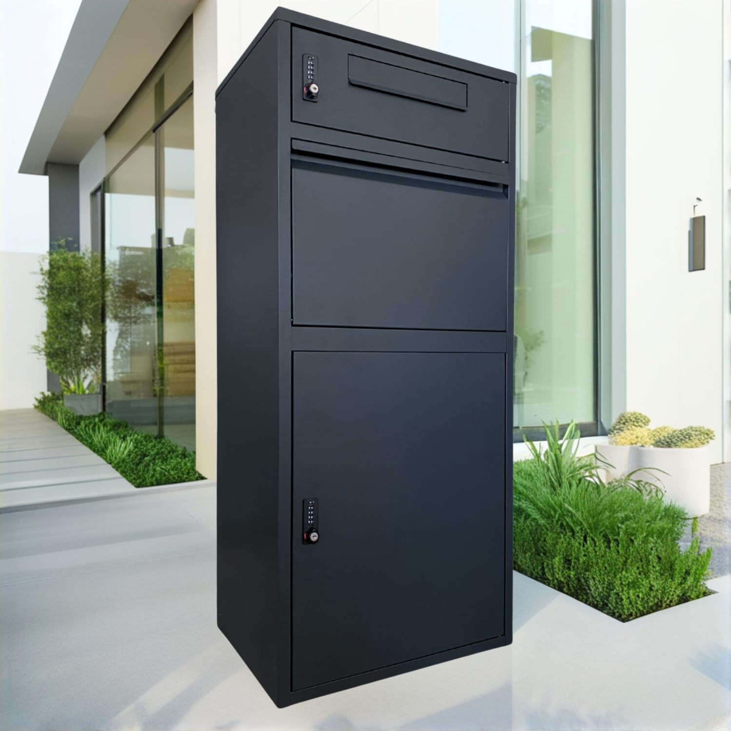 ParcelXL - Paketbriefkasten - Separater Postfach - Freistehende Paketbox - Schwarz