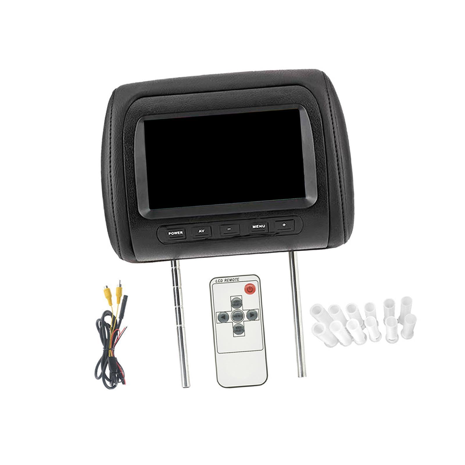 Appuie-tête de Voiture avec écran Noir de 7 Pouces offrant Une Installation Facile pour Un Confort Optimal. Accessoires Italiens. Double entrée vidéo. Menu multilingue.