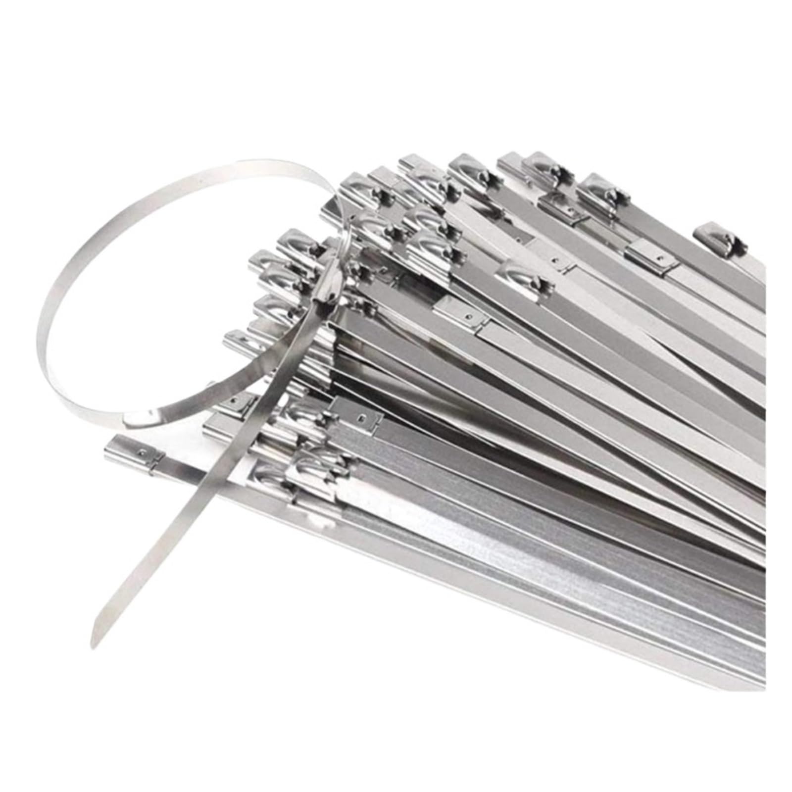 Bdayek 4.6X300mm 10Pcs Cable Ties 10/25Pcs 304 Stainless Steel Metal Cable Ties Exhaust Wrap Coated Locking Zip-Exhaust Multifunctional(4.6X300mm 10Pcs)
