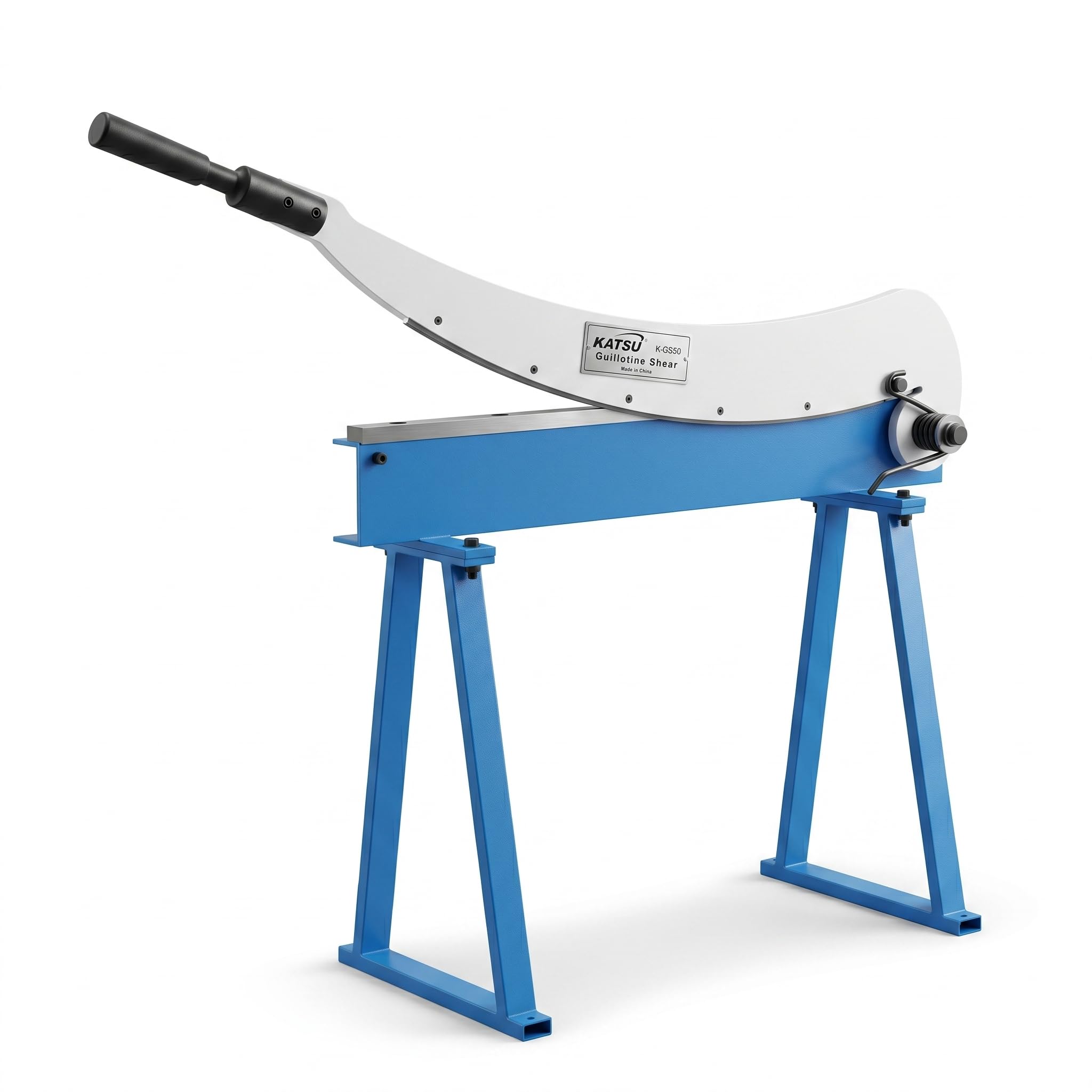 Katsu Tools Blue Katsu Sheet Metal Guillotine Shear 800Mm Bed Width Heavy Duty Manual Lever Guillotine Cutter Cropper With Sturdy Stand For 1.5Mm Thickness Steel Sheet Plate 165164