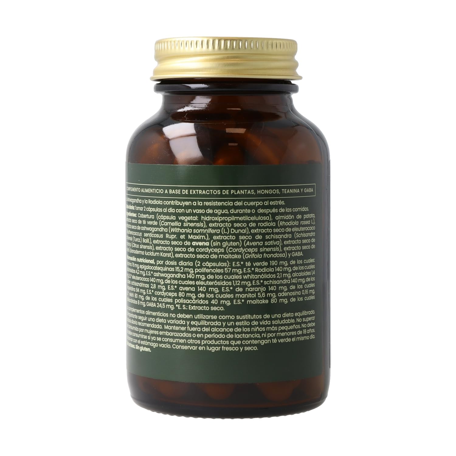 Stress - Ashwagandha, Rodiola, GABA y Hongos Medicinales | 60 cápsulas | Naturitas Essentials | Ashwagandha + Rodiola + GABA | Fórmula adaptógena anti-estrés | Fitoterapia