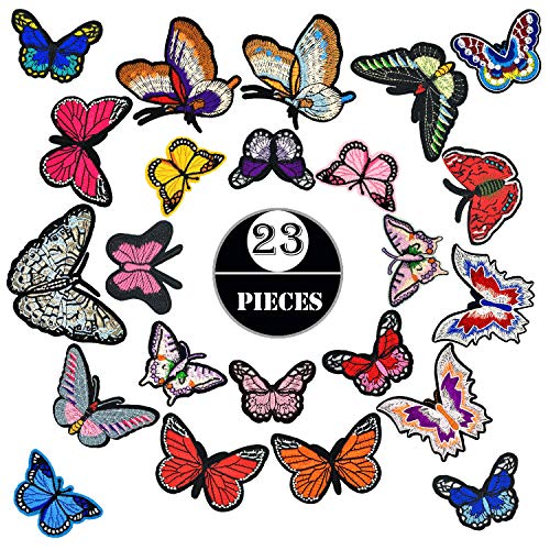 Woohome Patch Sticker  23 Pz Mariposa Grande Parche Termoadhesivo y 1 Juego de Coser