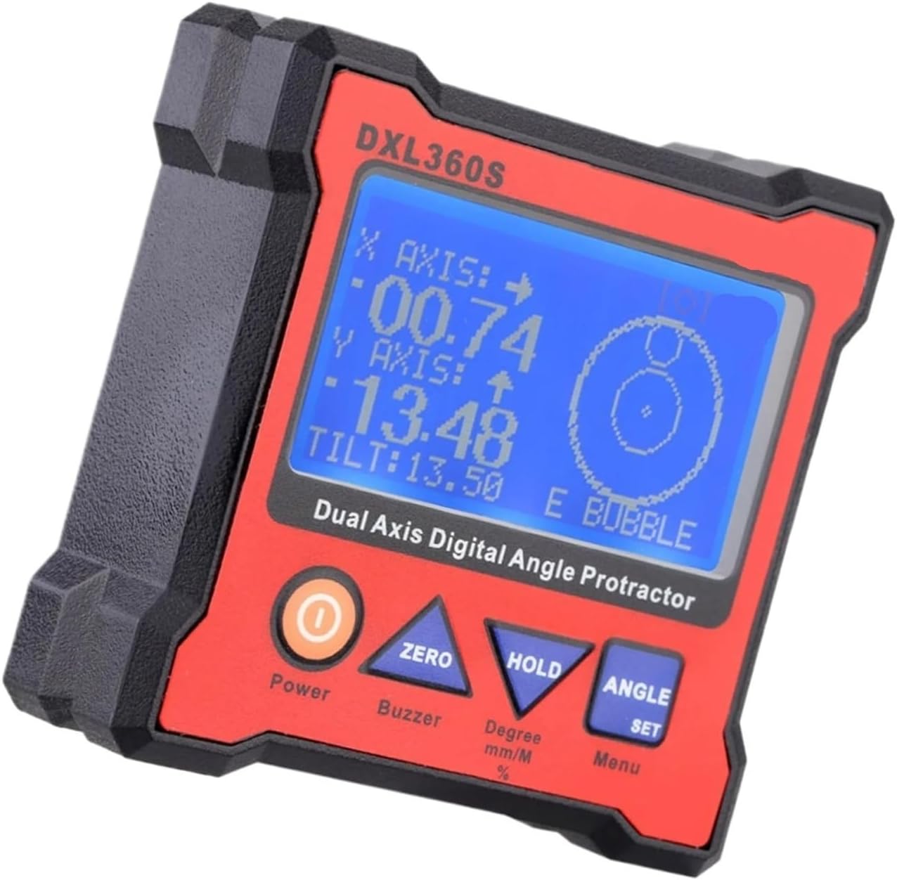 Dual Axis Digital Angle Protractor DXL360S With 5 Side Magnetic Base