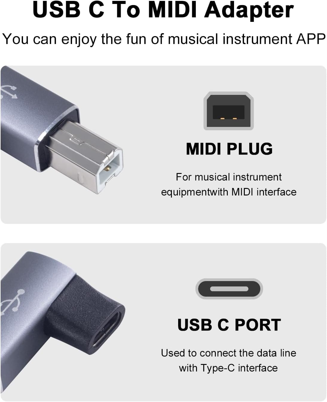 Danfetsoy USB C Female to USB B Male 90 Degree Adapter, Type C Female to Type B 90 Degree Adapter Suitable for Printer, Electric Piano, Laptops, etc (2pack, Grey)