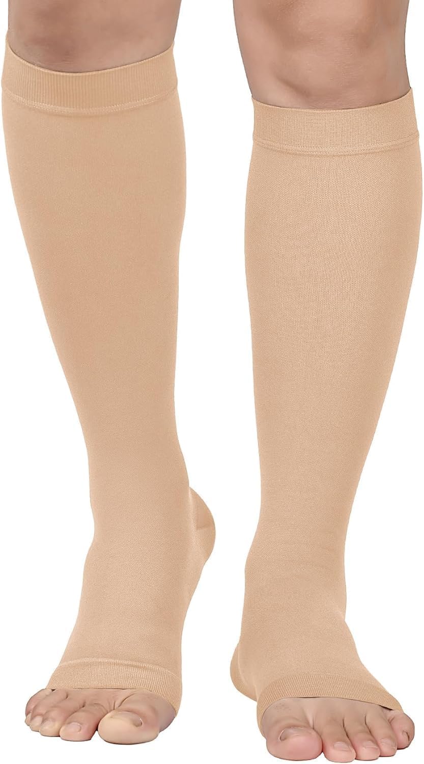 Below Knee Compression Stocking for Varicose Veins, Swelling & Pain Relief ? Medical Support, Unisex, Skin & Black Color-image-9