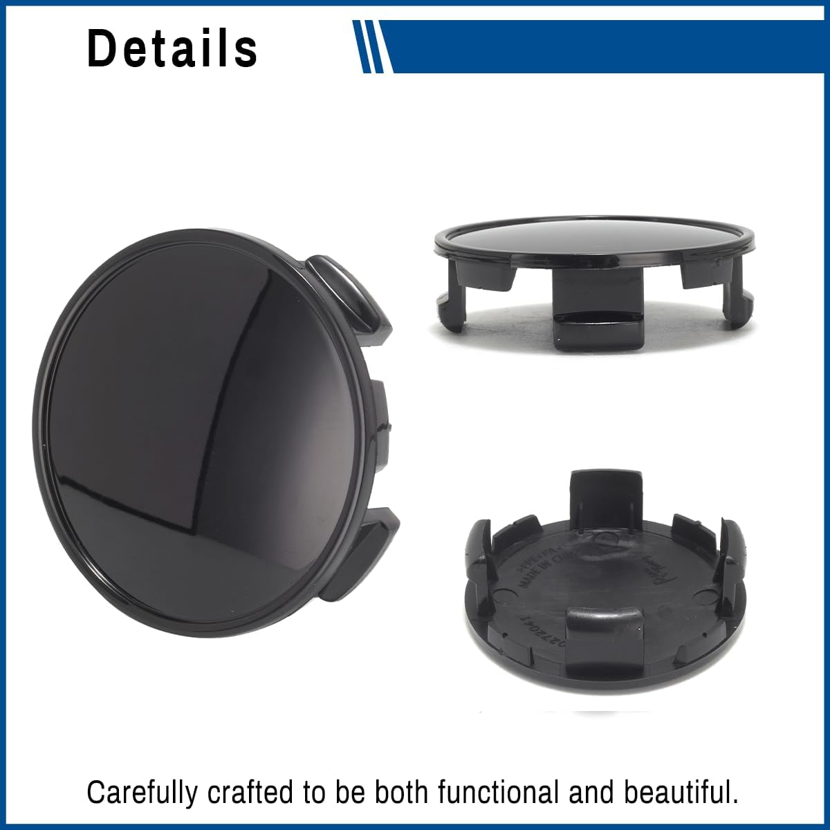 2.5In Wheel Center Cap for 2015-2025 Ford F150 Expedition Ranger Taurus Bronco Rim Hubcap PN: HL3V-1A096 HL3Z-1A096 HL3Z-1130 KL3V-1A096 ML3V-1A096, 4 PCS, Gloss Black