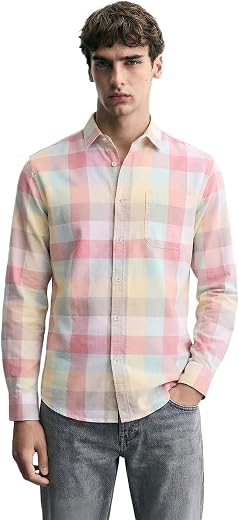 The Indian Garage Co Men Slim Fit Checkered Cutaway Collar Long Sleeves Casual Shirt
