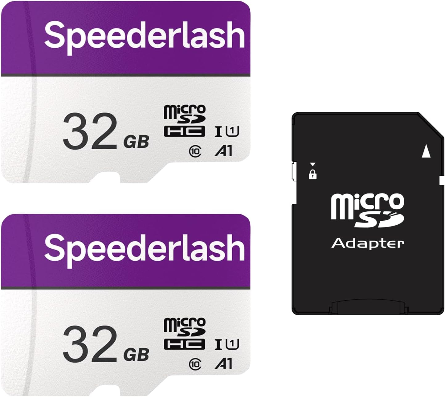 Micro SDHC Memory Card 32GB 2Pack, Speederlash Camera Plus TF Card with Adapter, 90MB/s Read Speed, 4K UHD&5K Video Support, U1 A1 Rated, for Security Camera, Smartphone, Drone, Tablet, PC