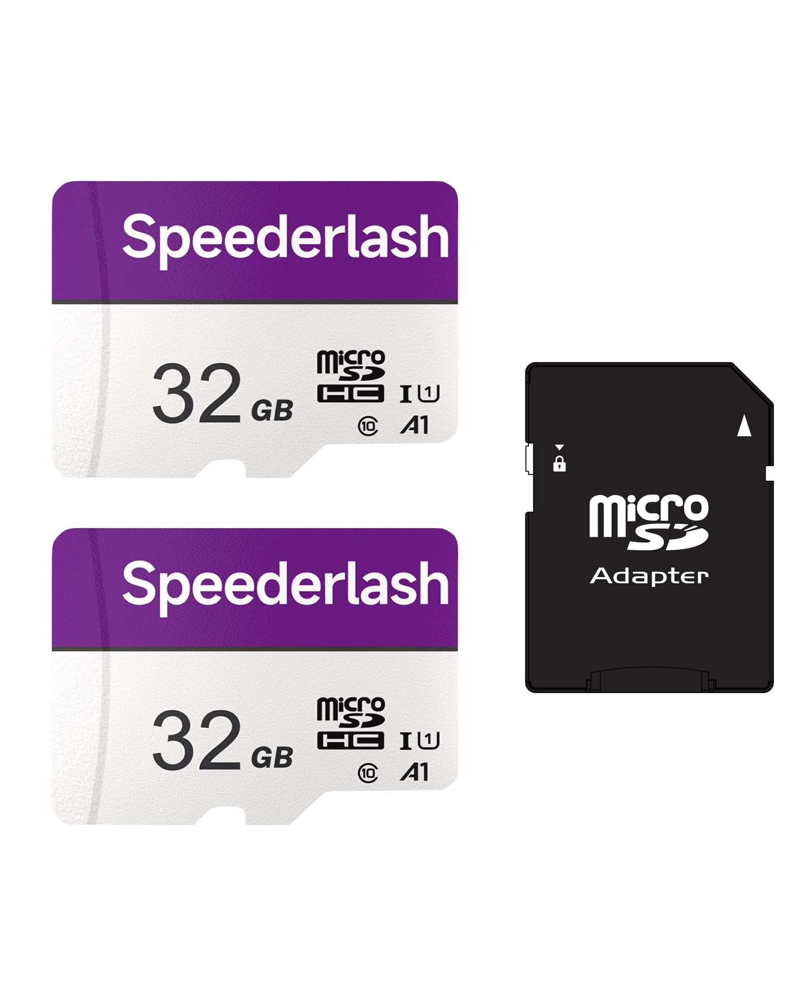 Micro SDHC Memory Card 32GB 2Pack, Speederlash Camera Plus TF Card with Adapter, 90MB/s Read Speed, 4K UHD&5K Video Support, U1 A1 Rated, for Security Camera, Smartphone, Drone, Tablet, PC