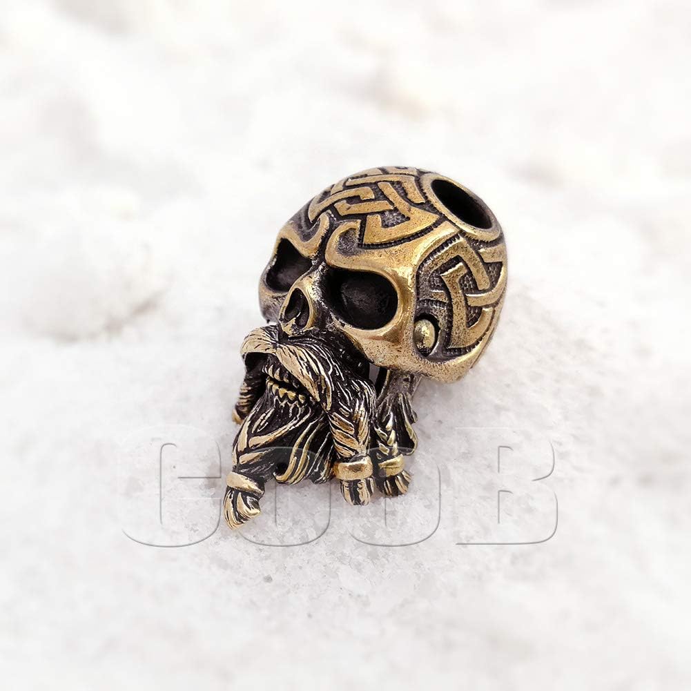 CooB 1Pcs/Lot EDC Paracord Bead Beads, Pendant, Charm, Knife Lanyard Bead Viking Skull Warrior. Metal Hand-Made Paracord Beads for Paracord Knives Lanyards