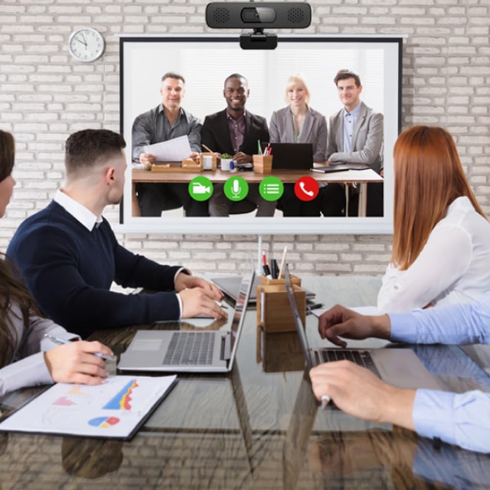 Webcam 2K HD compatible con ordenador de sobremesa y portátil, equipada con micrófono integrado, 2 altavoces, cámara USB para videoconferencias.