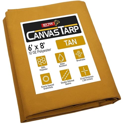 Mytee Products 6' x 8' Tan Canvas Tarp 12oz Heavy Duty Water Resistant