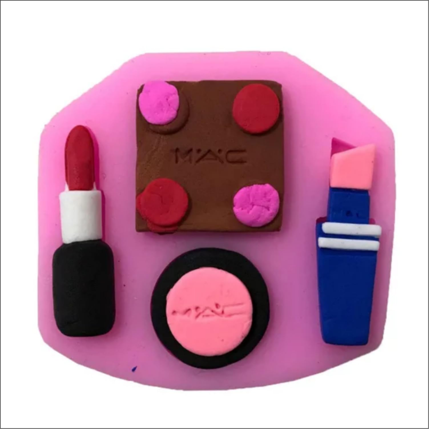 Krafters Attic Mac Makeup Fondant Silicone Mould | Tool for Cake & Cupcake Decoration, DIY Clay (Pink)-image-21