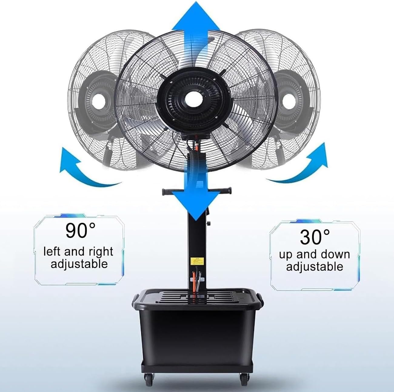 Standing Misting Fan Portable, Industrial Floor Fan with 42L Capacity Tank, Water Mist Cooling Outdoor Spray Fan, 3 Cooling Speeds 90° Oscillated Strong Motor(65cm)