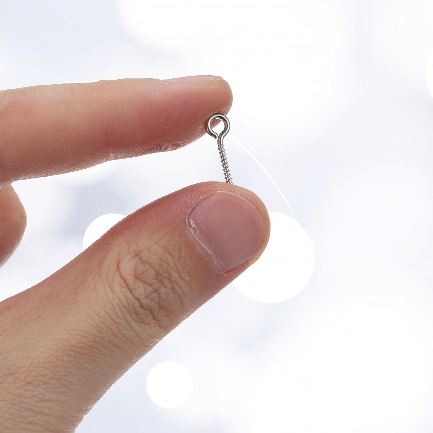100 PCS Eye Hooks, 0.66 Inch Stainless Steel Small Eye Screws Silver Heavy Duty Mini Eyes Hook Screws for Crafts Jewelry Making Wood Hanging DIY Handwork Arts Supplies image 5