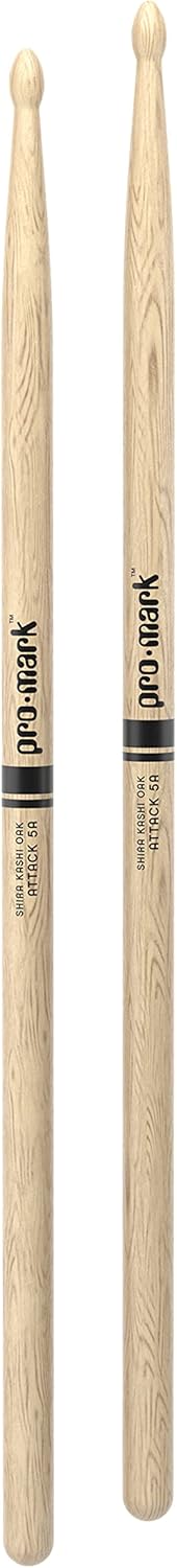 ProMark Drum Sticks - Classic Attack 5A Shira Kashi Oak Drumsticks, Oval Wood Tip, One Pair