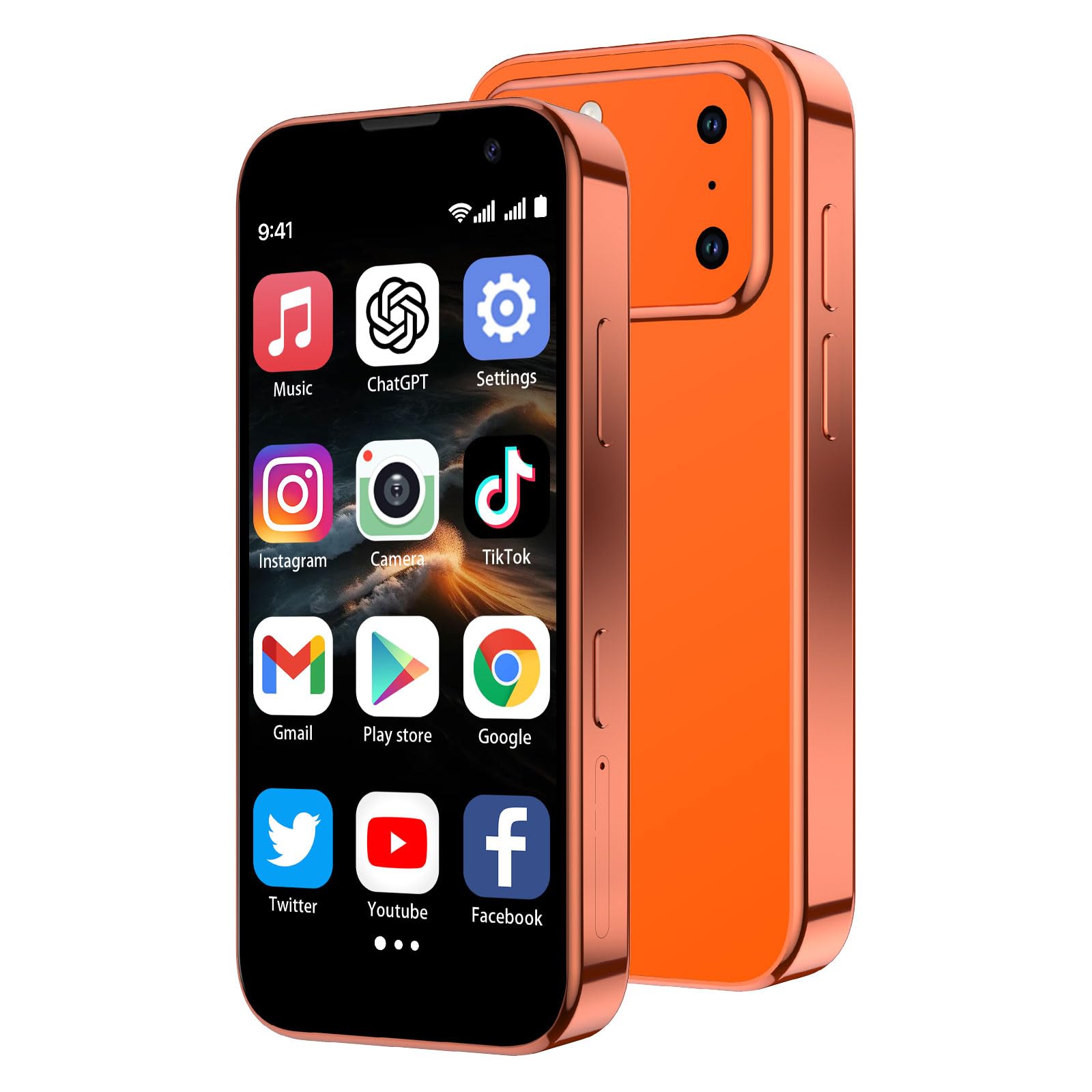 Mini Smartphone 3.0" Android Mini Phone World's Smallest Phone for Student | WiFi APP Download/GPS/Face ID/Expandable memory/Camera/Video Call,Phone for Travel Backup&Digital Detox,Gift for Kid,Orange
