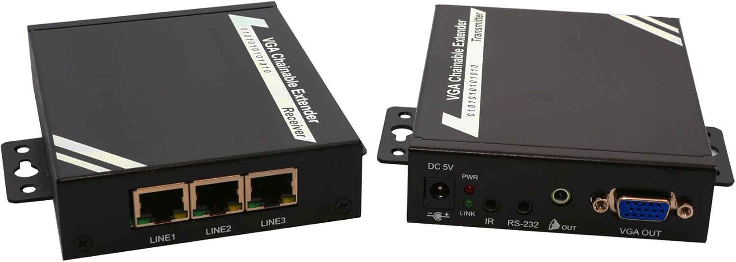 IO Crest VGA Video Audio Extender Transmitter Receiver Set 1080P HD Audio 100m 330 ft. Cat5e/6 - SY-EXT32016