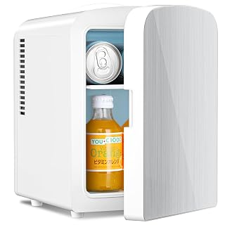 Antarctic Star Compact Refrigerator, Portable Mini Fridge, Skin Care 4L Capacity/6 Cans, for Bedroom, Car, Office & Dorm, Small Cooler for Cosmetics, Magnetic Brushed Stainless Steel Door, White - Amazon product rated Grade A