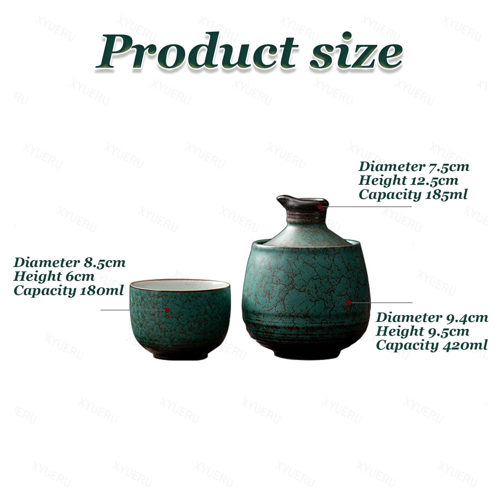 Set Composto da brocca e Tazze in Ceramica per Sake Giapponese, bollitore Tradizionale per liquori, Ideale per la casa e Il Ristorante, Perfetto per servire e conservare Il Sake.