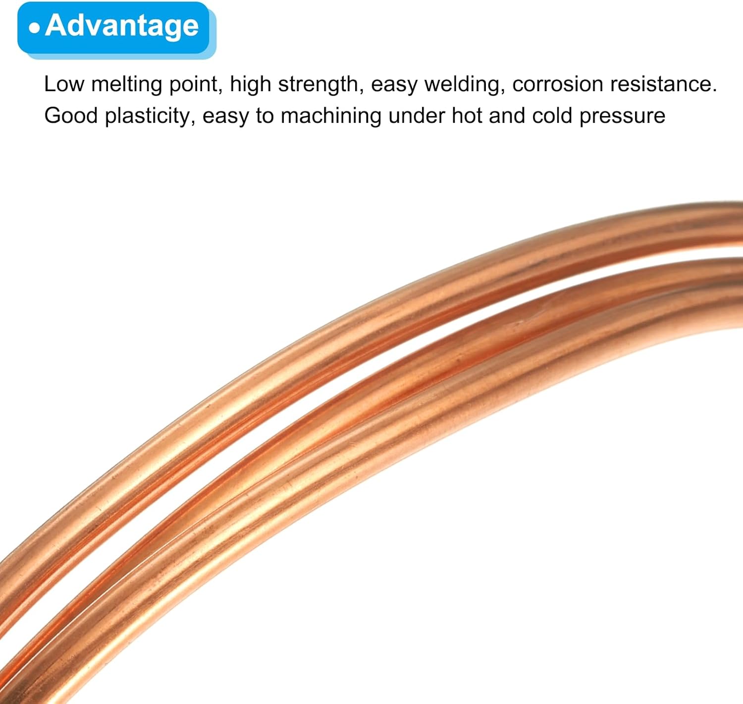 Copper Tube 1/8'' OD x 3Ft 1/64" T Refrigeration Flexible Pipe Seamless Hollow Metal Soft for Air Conditioners Refrigerators and Other Equipment