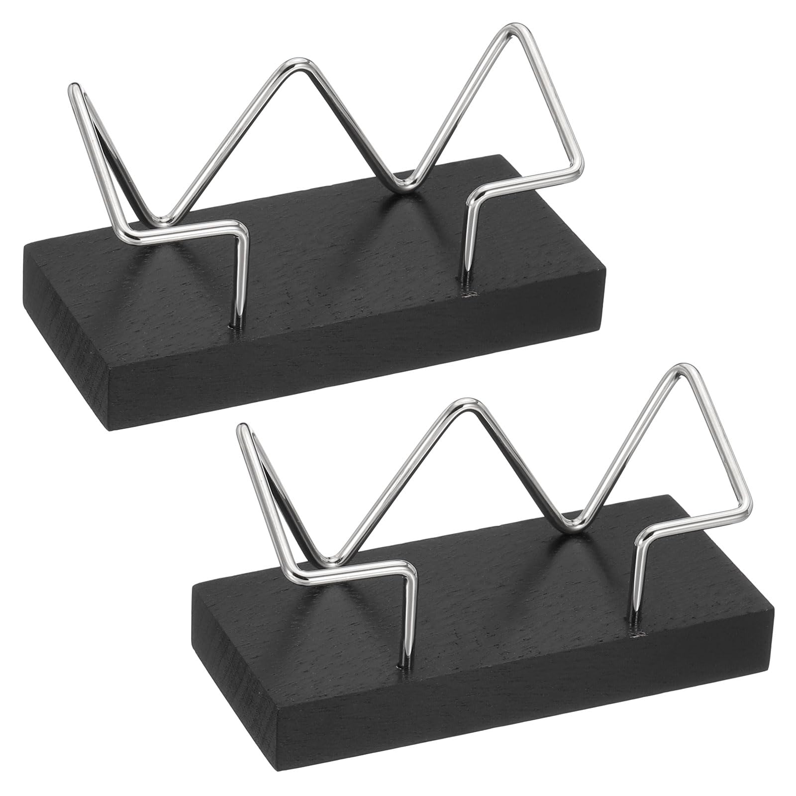 PATIKIL Wood Business Card Holder for Desk 2 Pcs Desktop Business Card Holder Wooden Name Card Display Stand Organizer for Office Home Exhibition Black