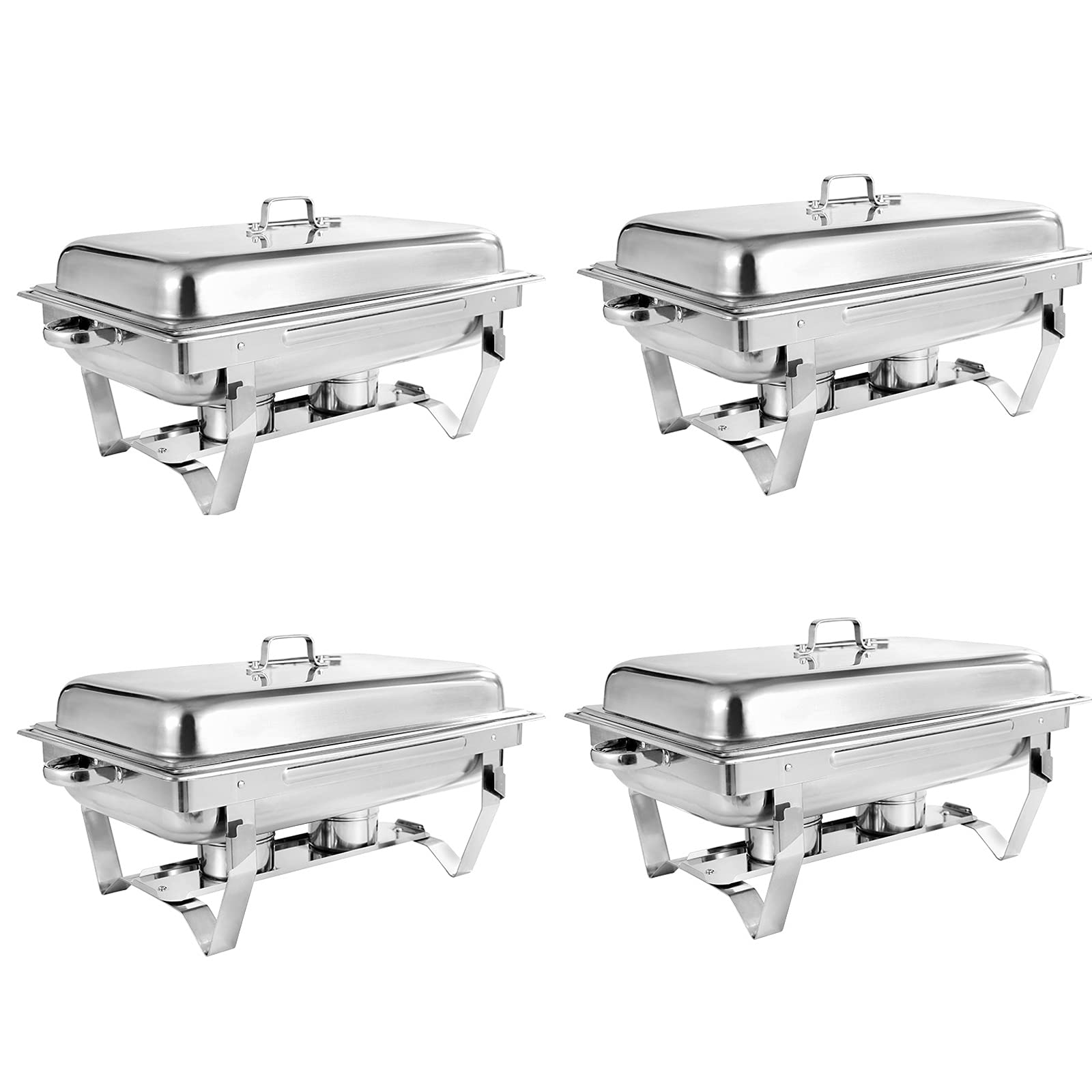 Chafing dish buffet en acier inoxydable TIM-LI, lot de 4 chauffe-plats grande taille avec bacs