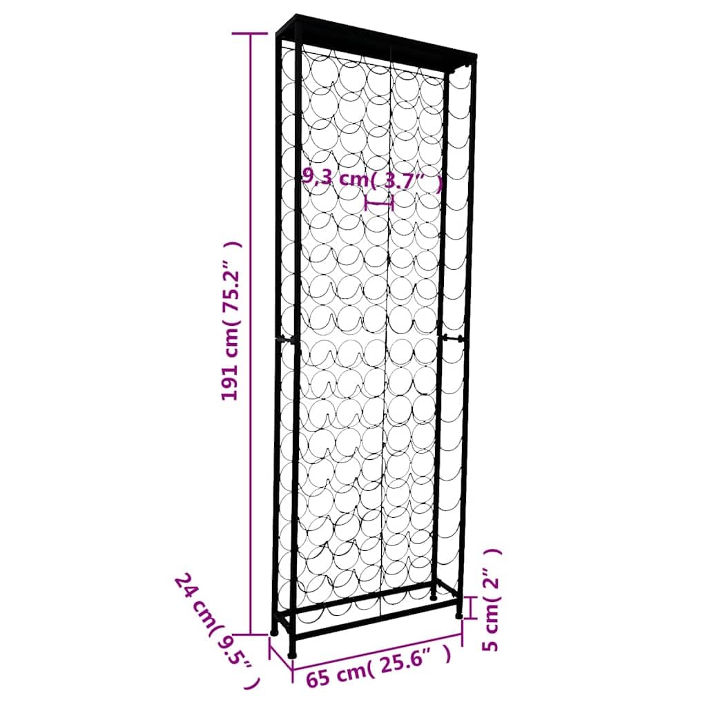 Scaffale portabottiglie in metallo per 108 bottiglie, nero