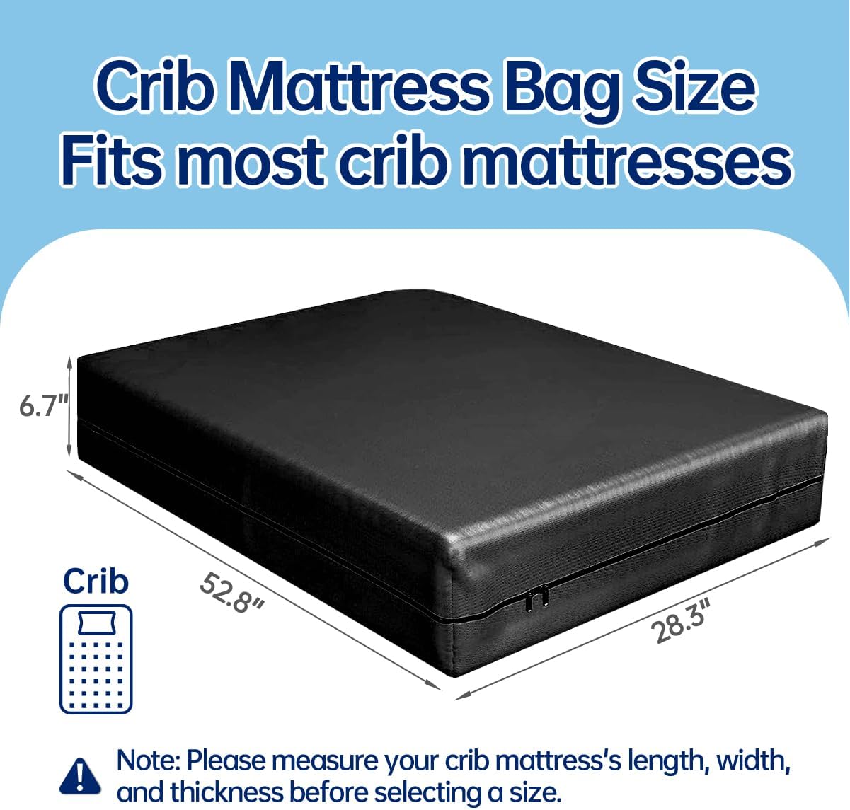 Crib Mattress Storage Bag with Zipper Heavy Duty Water-Resistant Crib Mattress Cover for Moving & Long-Term Protection,Reusable,Universal Fit
