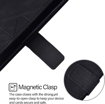 Motorola G86 PowerG86ではありません用ウォレットケース カードホルダー付き フェイクPUレザー 耐衝撃 磁気ビジネスフリップケース キックスタンド付き財布カバーモトローラ Moto G86 Power用ホルダーブラック