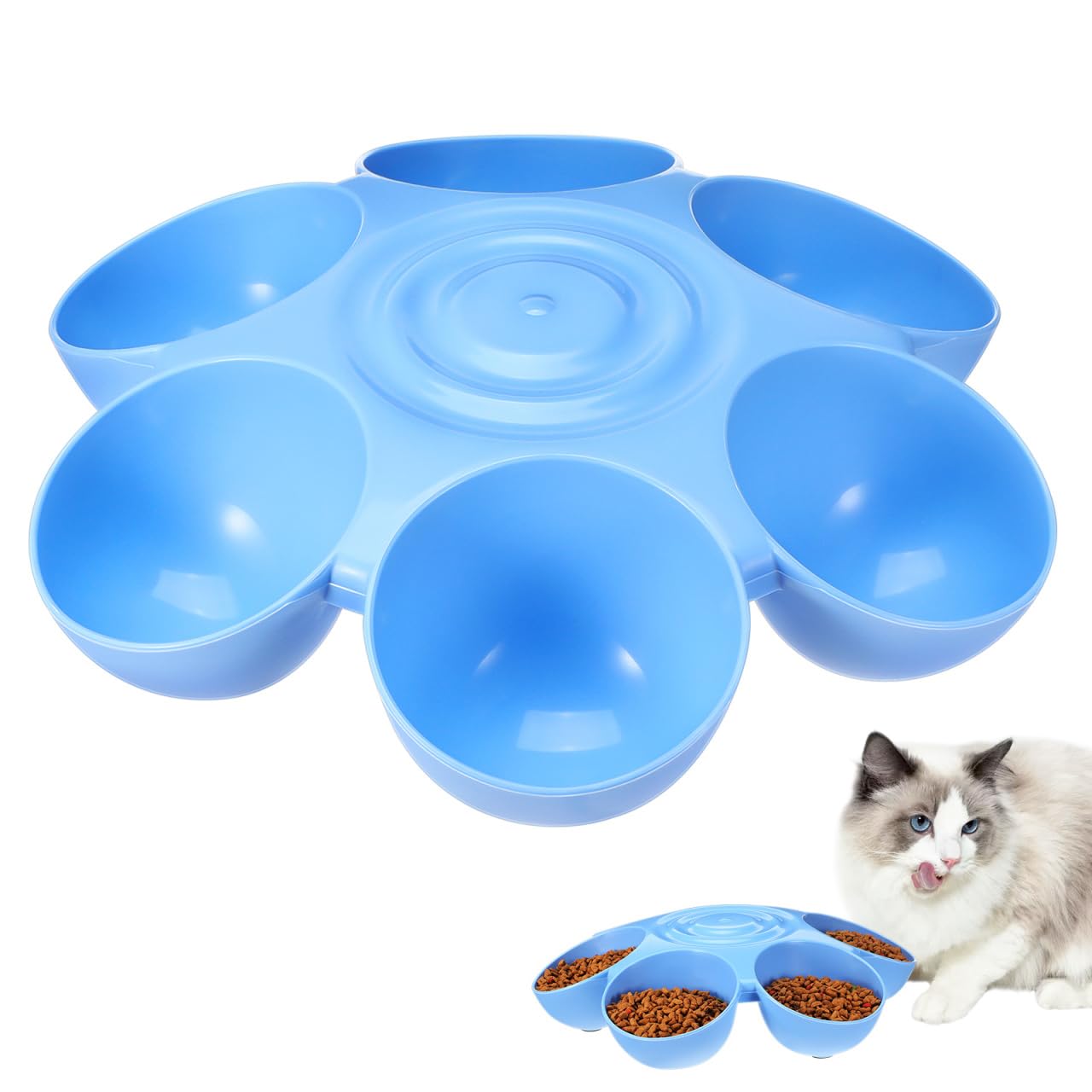 Yardwe Gamelle multifonction en forme de fleur en plastique de haute qualité pour plusieurs chats et chiens, facile à concevoir pour les friandises et les repas