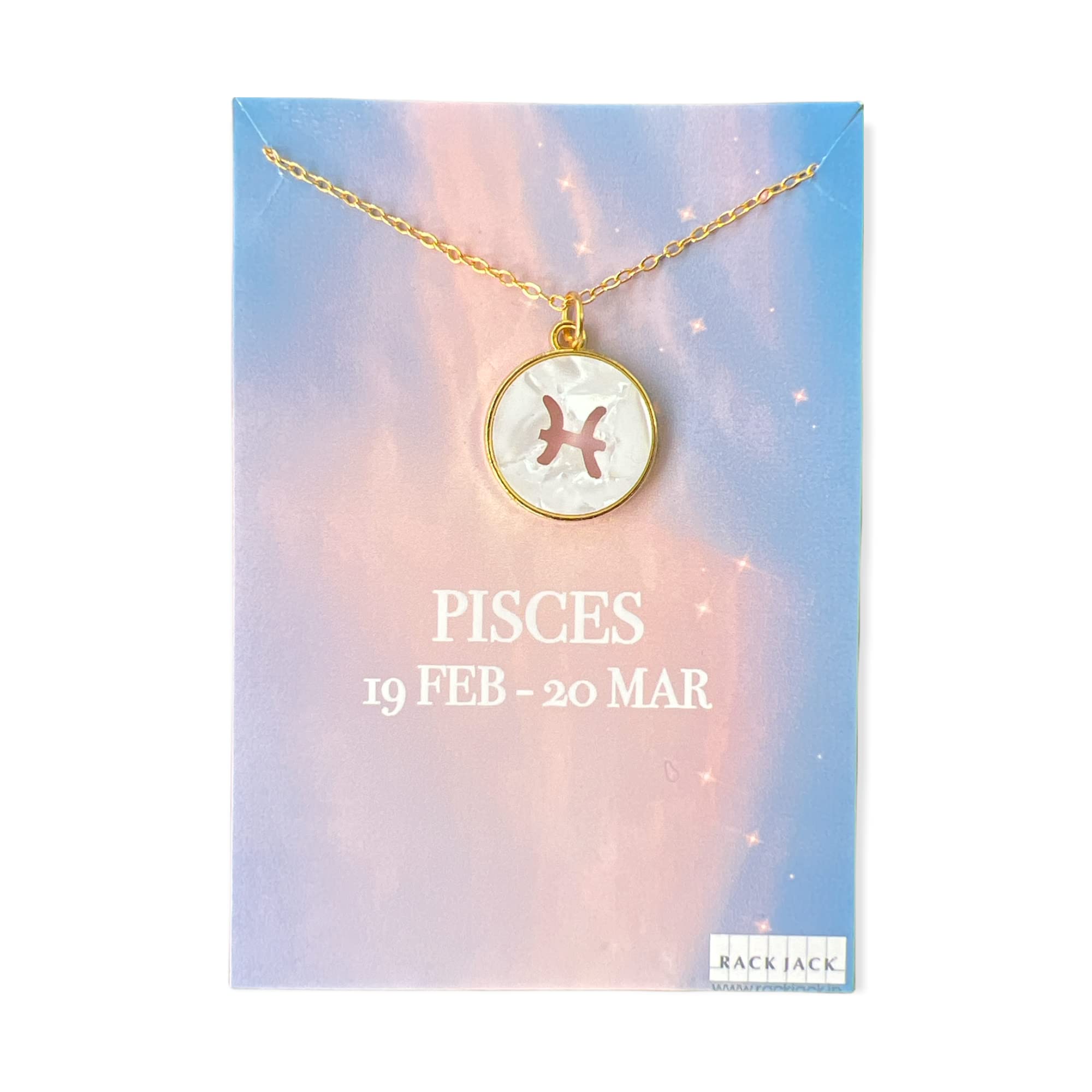 Rack Jack Constellation Mother of Pearl Shell Charm Pendant Gold Necklace - White