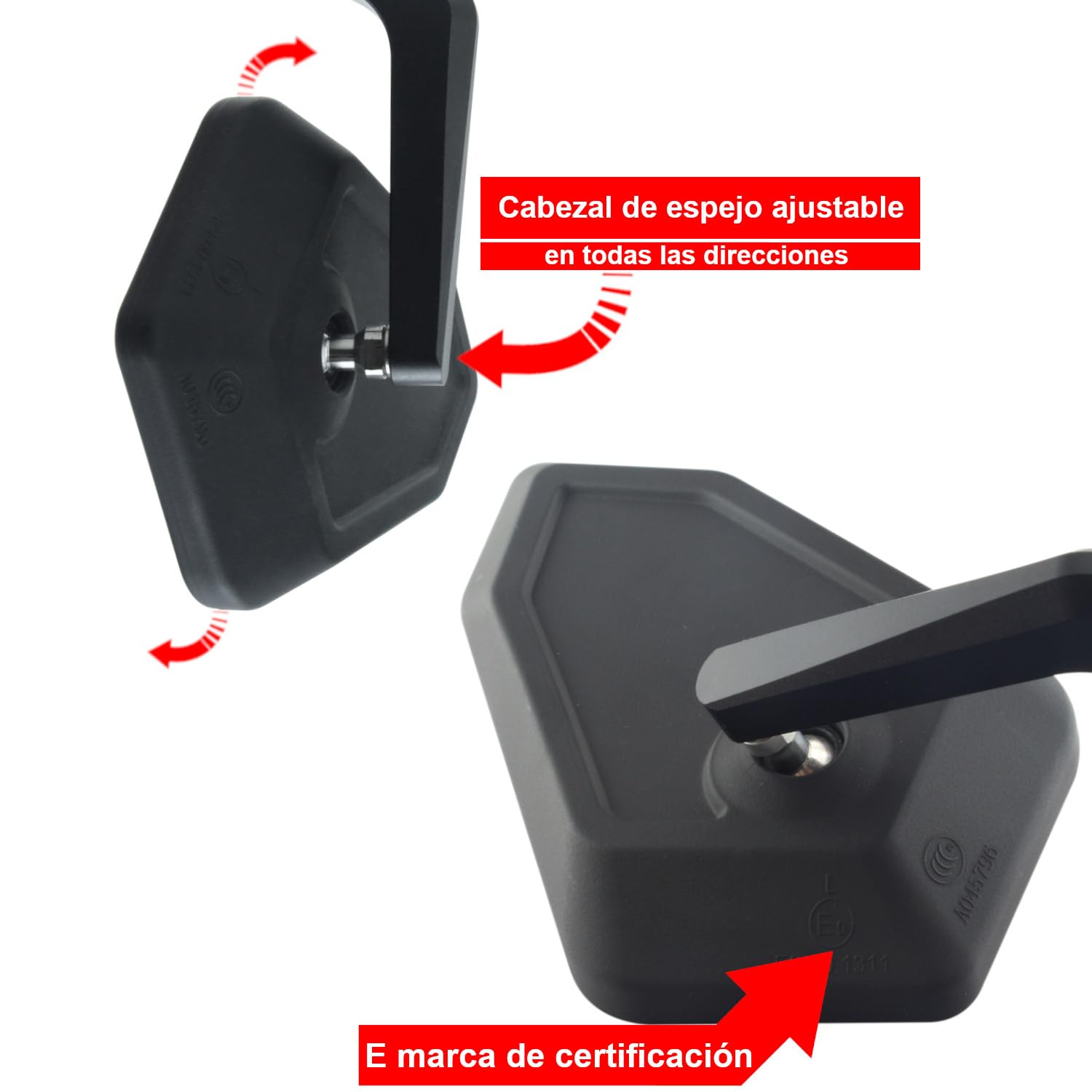 Area1 Espejos Retrovisores Moto para Manillar Universal Homologado, Negro, Par de Espejo Moto Manillar 7/8" 22mm compatible con Aprila