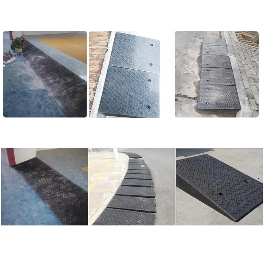Gumowa Rampa Krawężnikowa o Wysokości 18cm, Wytrzymała Rampa Progowa, Antypoślizgowa Rampa Podjazdowa do Samochodów, Wózków Inwalidzkich, Kosiarek do Skuterów