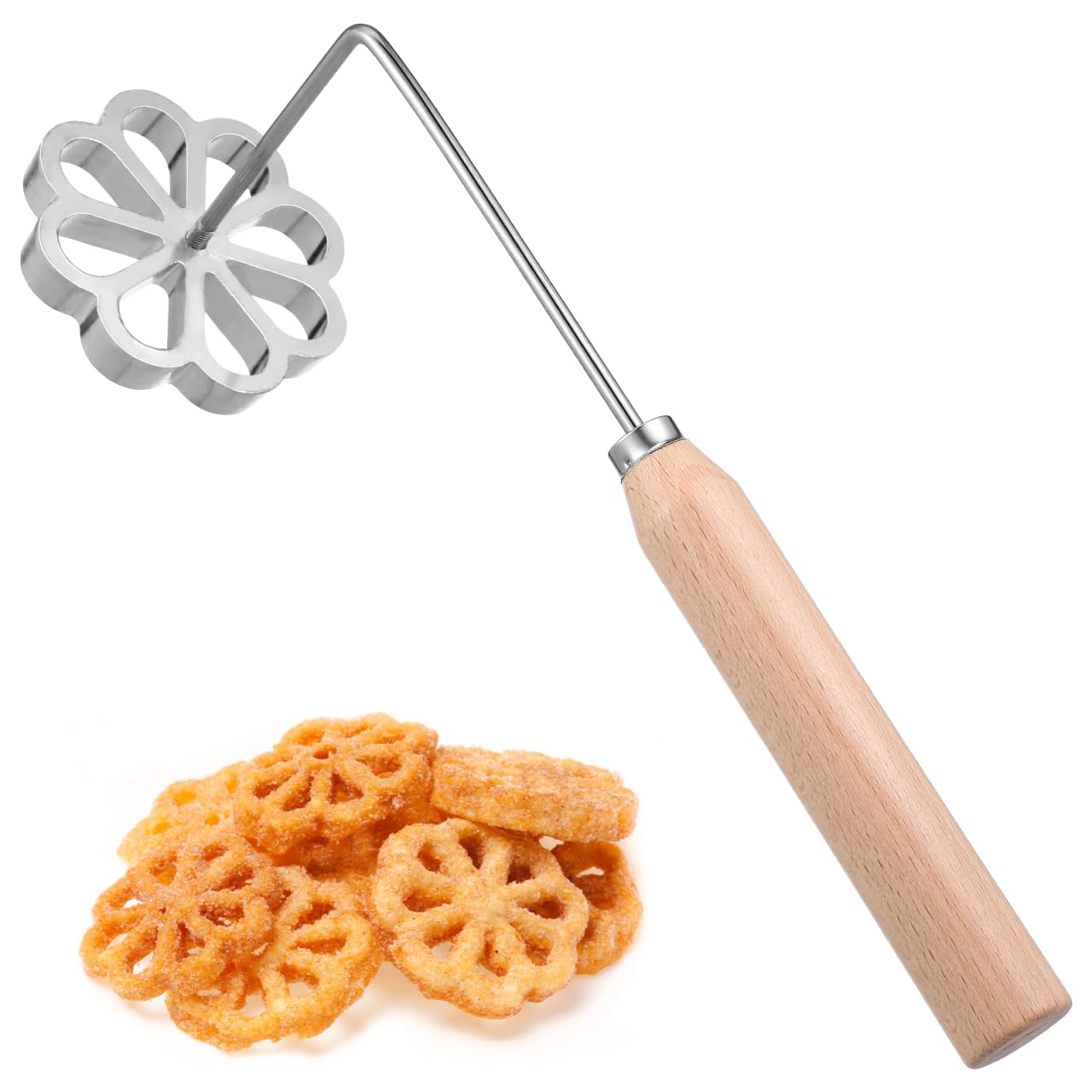 Molde para buñuelos sin deformar la masa Alipis con mango ergonómico y patrón floral detallado