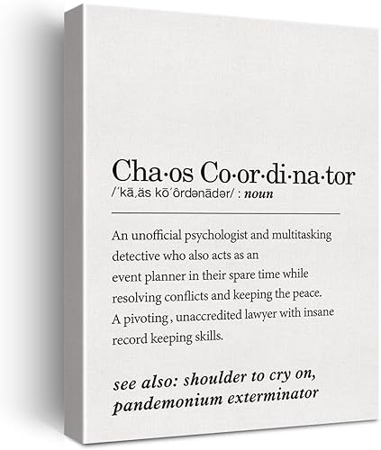 GTGIC Lienzo decorativo para pared, diseño de coordinador del caos, divertido póster impreso para decoración de oficina y hogar, listo para colgar,