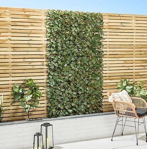 Garden Mile Exapanding 6ft Ivy Trellis Screening Panel Artificial Leaf Trellis Fence Privacy Screen for Balcony Patio Outdoor,Decorative Faux Ivy Fence Faux 180 x 60cm